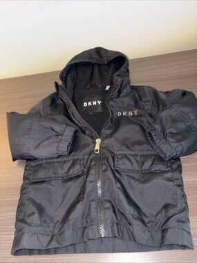 Unisex boys 2T DKNY windbreaker jacket hooded zip up front back
